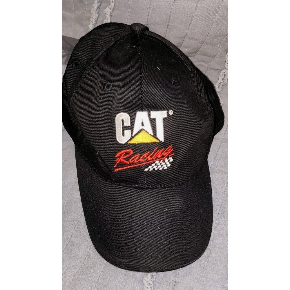 Vintage CAT Racing Hat Cap Snapback Caterpillar 90s Y2K Adjustable Mens Adult A